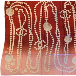 Chanel Ombre Pink And Red Silk Pearl Scarf - NWT